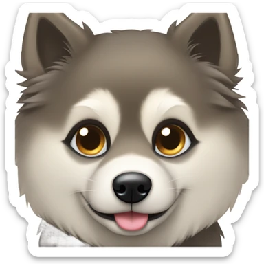 Perro pomsky,negro, con un ojo azul y otro ojo marrón,  sticker
