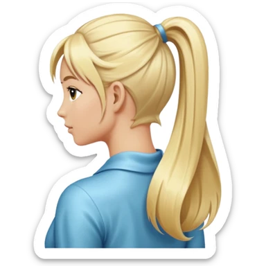 back view of a high blonde ponytail sticker