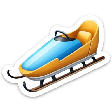 An icon showing a small sled down an icy track. The scene includes dynamic motion lines, icy curves, and a snowy mountain backdrop under a crisp blue sky. Transparent background emphasizes the speed and intensity of the sport. sticker