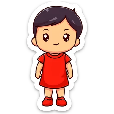 adorable child in a bright red dress sticker