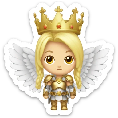 Blond Valkyrie full body with crown with wings sticker