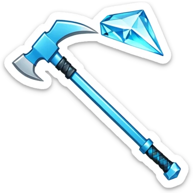 Minecraft diamond pickaxe emoji style with transparent background sticker