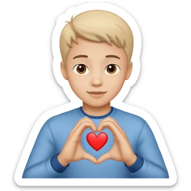 Un garçon beau qui fait un cœur sticker