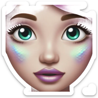 mermaid, model, magical, pink lips, iridescent, mystical, shiny, holographic, highlights, scales  sticker