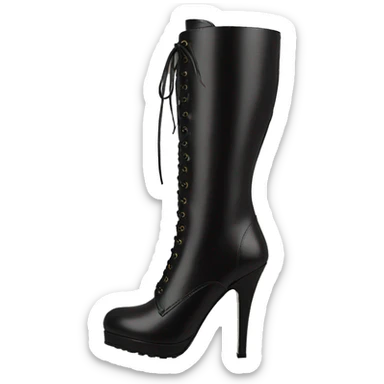 Black tall High heel boot lace up leather tall sticker