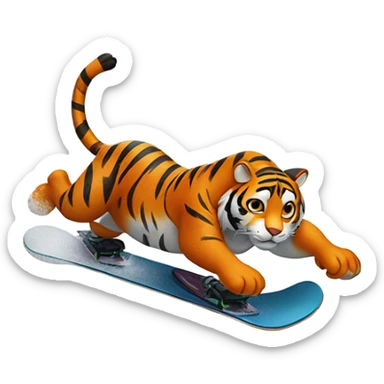 Tiger snowboarding  sticker