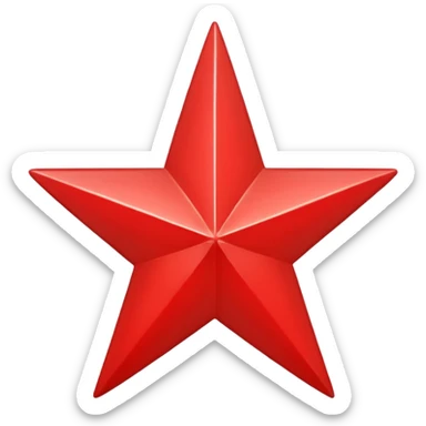 I want a all red star with 5 points no curves either a blank color red star sticker