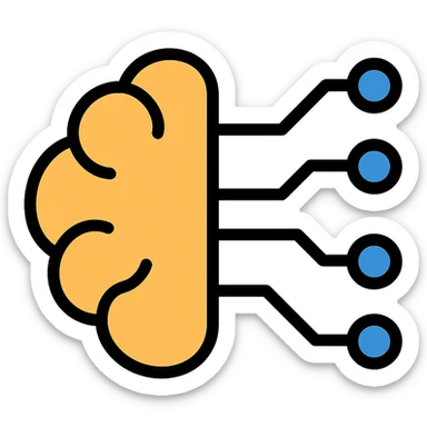 brain with circuit lines icon sticker