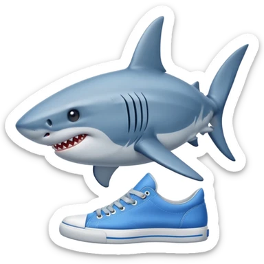 A shark wearing blue shoes sticker