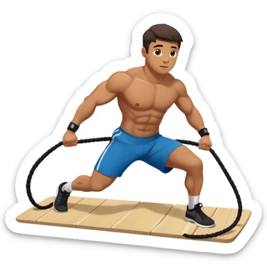 man doing Plank Waves in a crossfit training , with ropes sticker