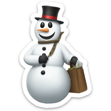 snowman robbing a bank sticker