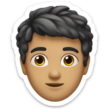 Garçon cheveux noirs court lisse yeux bruns foncés peau blanchr sticker