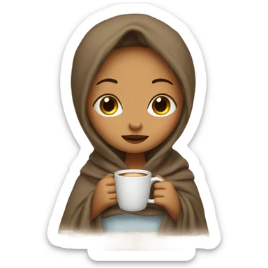 girl inside a blanket sipping coffee eyes closed sticker