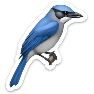 A California scrub jay with its beak open as if singing sticker