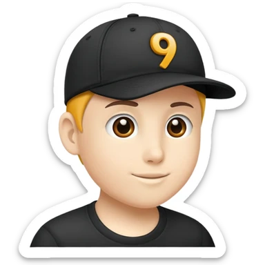 black cap with number “9” on it sticker