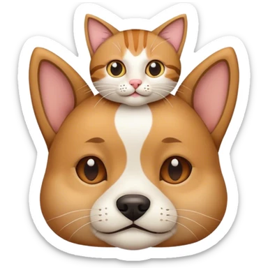 Hund mit einer Katze auf dem Kopf sticker