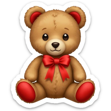 teddy bear with red ribbon sticker