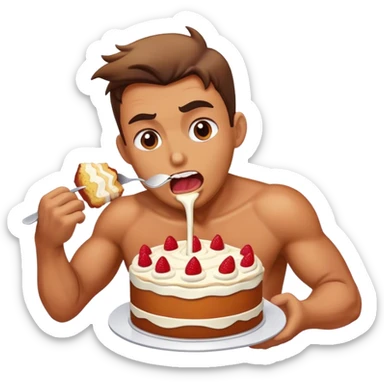 Man eating big cake aggressively  sticker