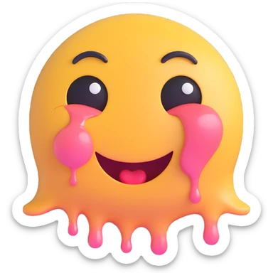 a melting smiley face with blushing cheeks and heart eyes, smitten and romantic sticker