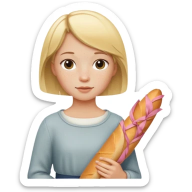 blond short hair girl carrying a baguette sticker