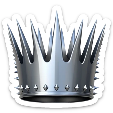 A spiked crown emoji made of silver chrome, sharp yet rounded metallic spikes, glossy reflections, aggressive luxury swag aesthetic, iOS emoji style, centered, clean white background sticker