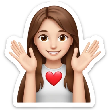 Brown haired girl brown eyes long hair 🥹 making this emoji with hands heart🫶🏻 sticker