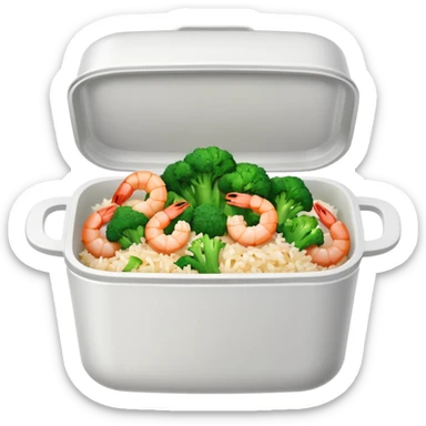 Shrimp and broccoli with white rice Chinese takeout sticker