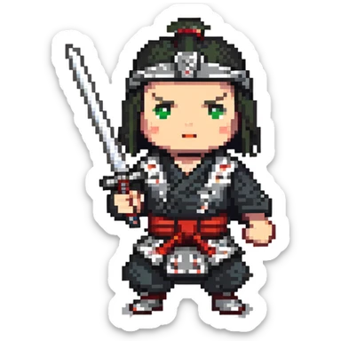 samurai striking with katana sword sticker