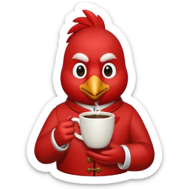 cardinal a cup of coffee sticker