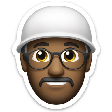 Trabalhador com capacete de segurança, utilizando óculos e barba rala, pele branca, olhos escuros sticker