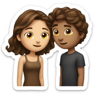 Brown long hair girl kiss brown boy sticker