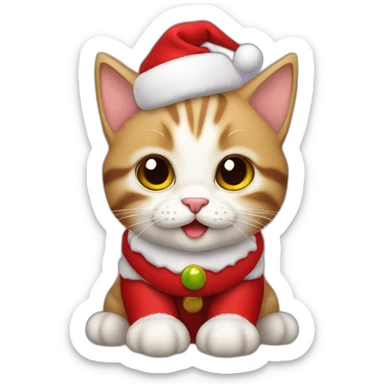 Very cute kitten Santa Claus sticker