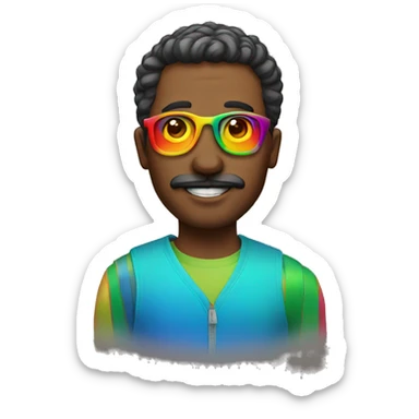 man with rainbow glsses sticker