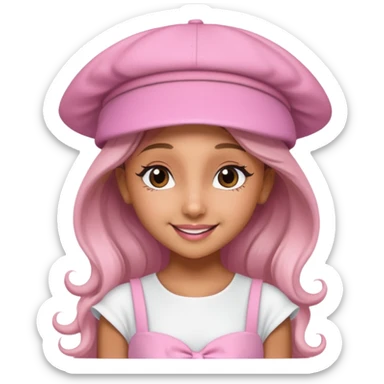 ariana grande wearing Pink Hat, white dress sticker