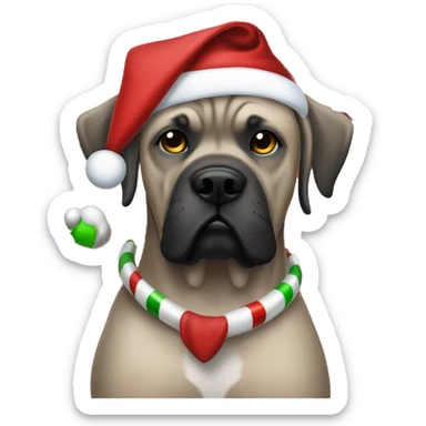 Girl with dog cane corso Christmas sticker