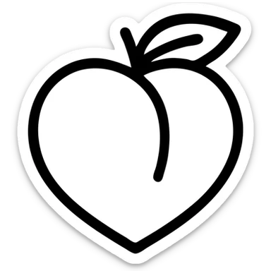 stylized peach icon, minimal lines, flat color, modern look sticker
