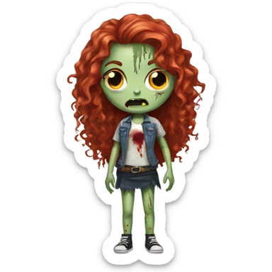 Zombie girl with long red curly hair sticker