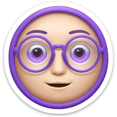 A 3D cartoon lavender-purple round spectacle with thin circular rims, clear lenses, soft shadow, Memoji-style rendering. sticker