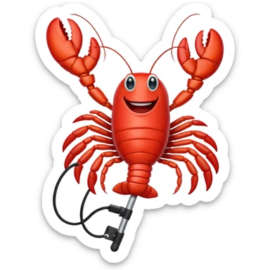 Lobster very happy jumping on pogo stick sticker