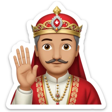 A turkish Sultan doing the quiet sign while his eyes are pure white sticker