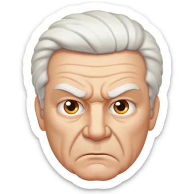 Angry older white male Italian angel cartoon face sticker