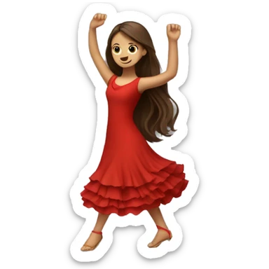 Girl dancing flamenco with red dress and brown long hair sticker
