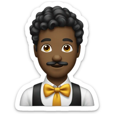young black man with a bow tie and a moustache and shirt hair sticker