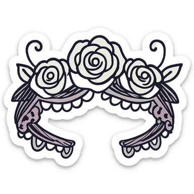 gothic flower crown, sketchy, whimsical, gothic lace accents, black and purple sticker
