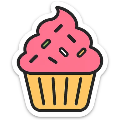 colorful cupcake icon with sprinkles sticker