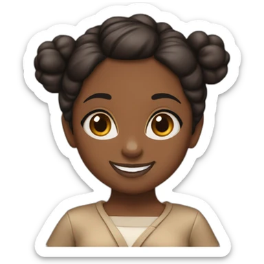 black girl brown eyes and sblack hair in a bun eating kinder bueno sticker
