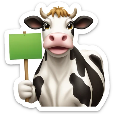 cow holding a sign that says “happy birthday savannah” sticker