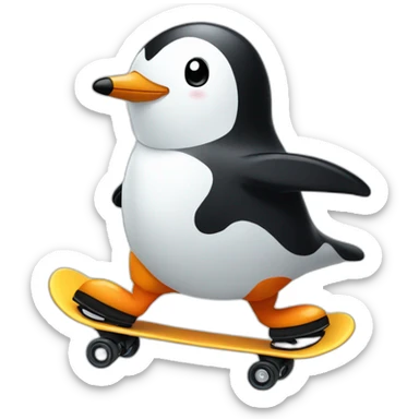 pingüino en patines sticker