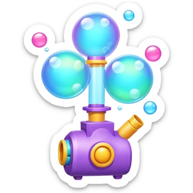 bubble machine object icon, small bubble blower device, bubbles floating out, colorful toy-like design, 3D cartoon, mobile game icon style, centered, clean background, no text, no watermark

 sticker