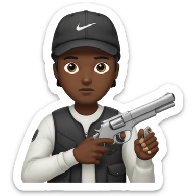 Emoji con arma y gorra Nike pero gánster de hombre sticker